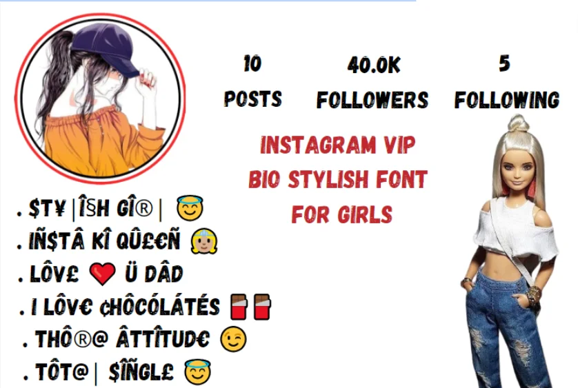 Instagram VIP Bio stylish font For Girls