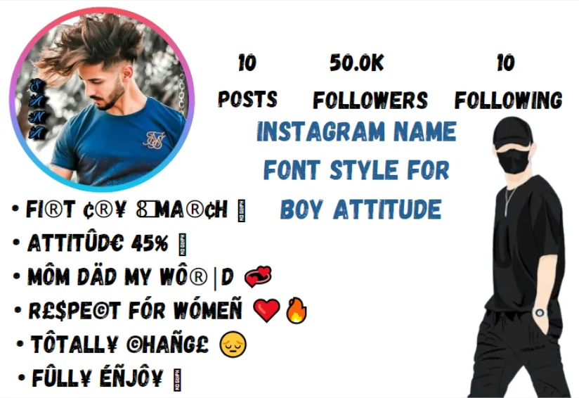Instagram Name Font Style For Boy Attitude