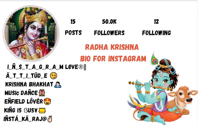 Radhe Krishna bio for Instagram