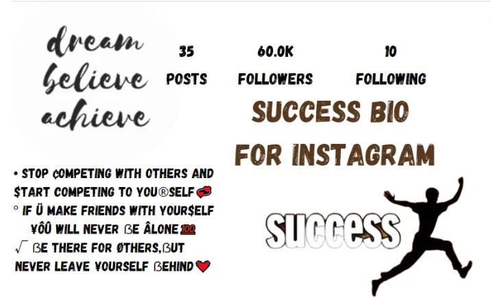 Success bio for Instagram