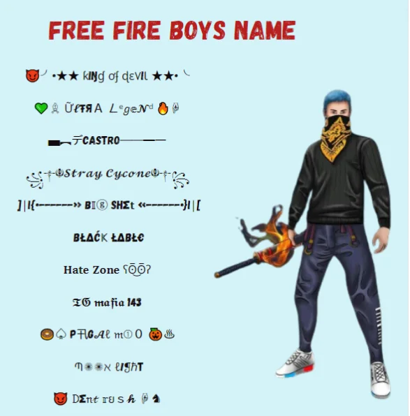 Free Fire Boys Name