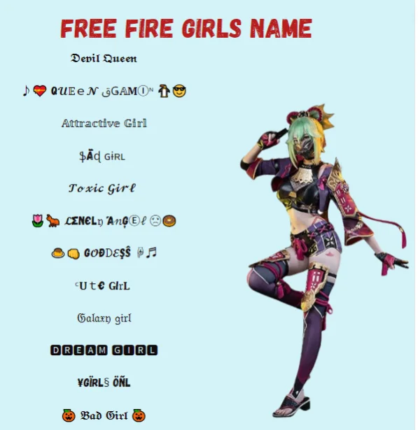 Free Fire Girls Name